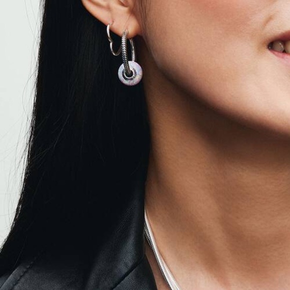 Pandora Silver Heart Hoop Earrings s925 - Picture 4 of 4